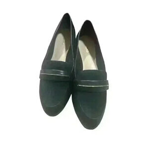 ALDO Claurinda Loafers Black Gold Heel Flats sz 8.5
